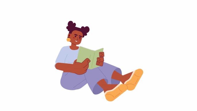非裔美国女孩在读2D人物动画书