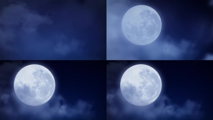 中秋元宵节月亮从云层出现