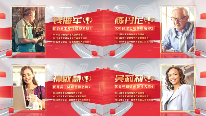 简洁党政人物介绍颁奖照片展示AE模板