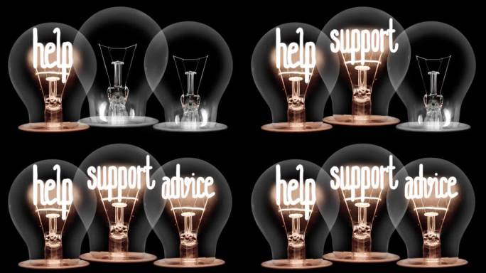 灯泡有帮助、支援和建议的概念