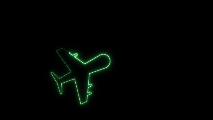 彩色飞机图标动画在一个黑色的背景。