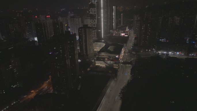 重庆沙坪坝火车站火车进站夜景航拍