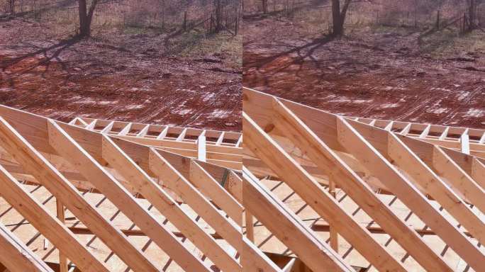 用木头支撑的新屋顶