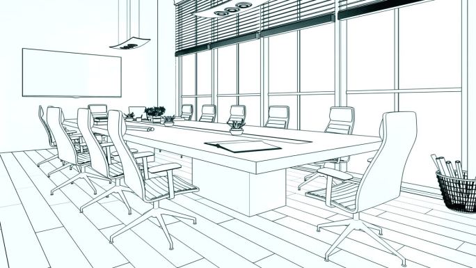 会议室内部概念-可循环的3D可视化