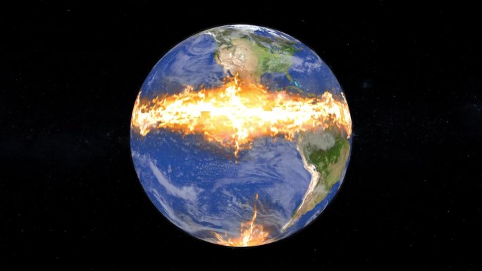 世界末日的景象地球被火焰吞没可怕的环境危机气候紧急情况