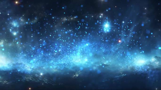 唯美蓝色银河流星星空闪烁舞台超宽屏背景