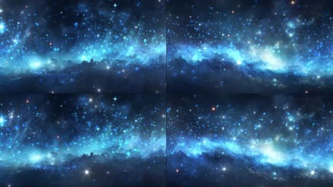 唯美蓝色银河流星星空闪烁舞台超宽屏背景