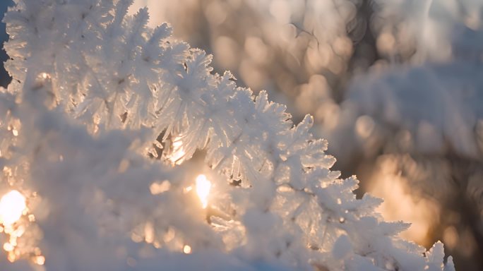 雪花冰晶结晶冬天下雪冬季唯美浪漫雪景霜花