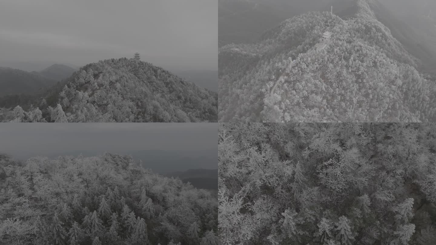 新昌天姥山4k航拍雪景