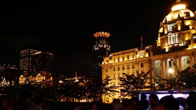 上海外滩万国建筑博览群大范围动态延时夜景
