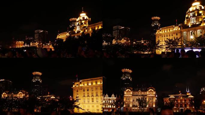 上海外滩万国建筑博览群大范围动态延时夜景