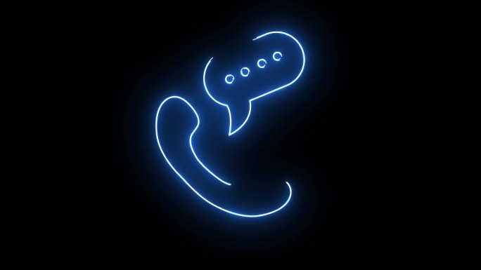 动画电话图标，接收一个发光的霓虹灯效果的消息