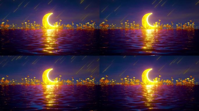 唯美梦幻月亮夜景循环背景视频