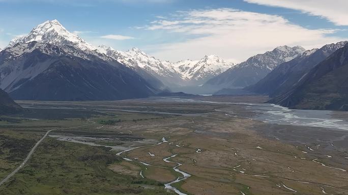 航拍新西兰库克山国家公园自然风光