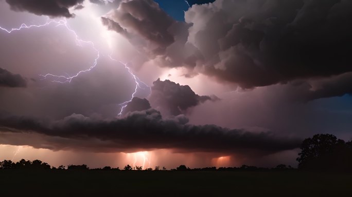 闪电恐怖乌云密布风起云涌电闪雷鸣风暴暴雨