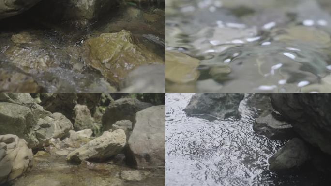小溪岩石水流特写