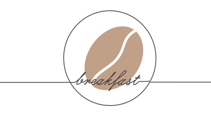 连续线画文字咖啡与豆。白色背景上的极简主义字体
