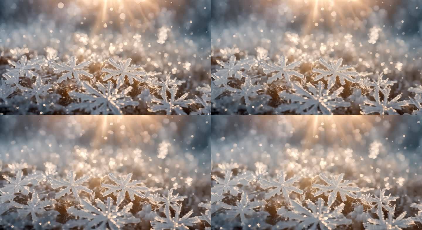 冬天下雪冬季唯美浪漫雪景霜花雪花冰晶结晶