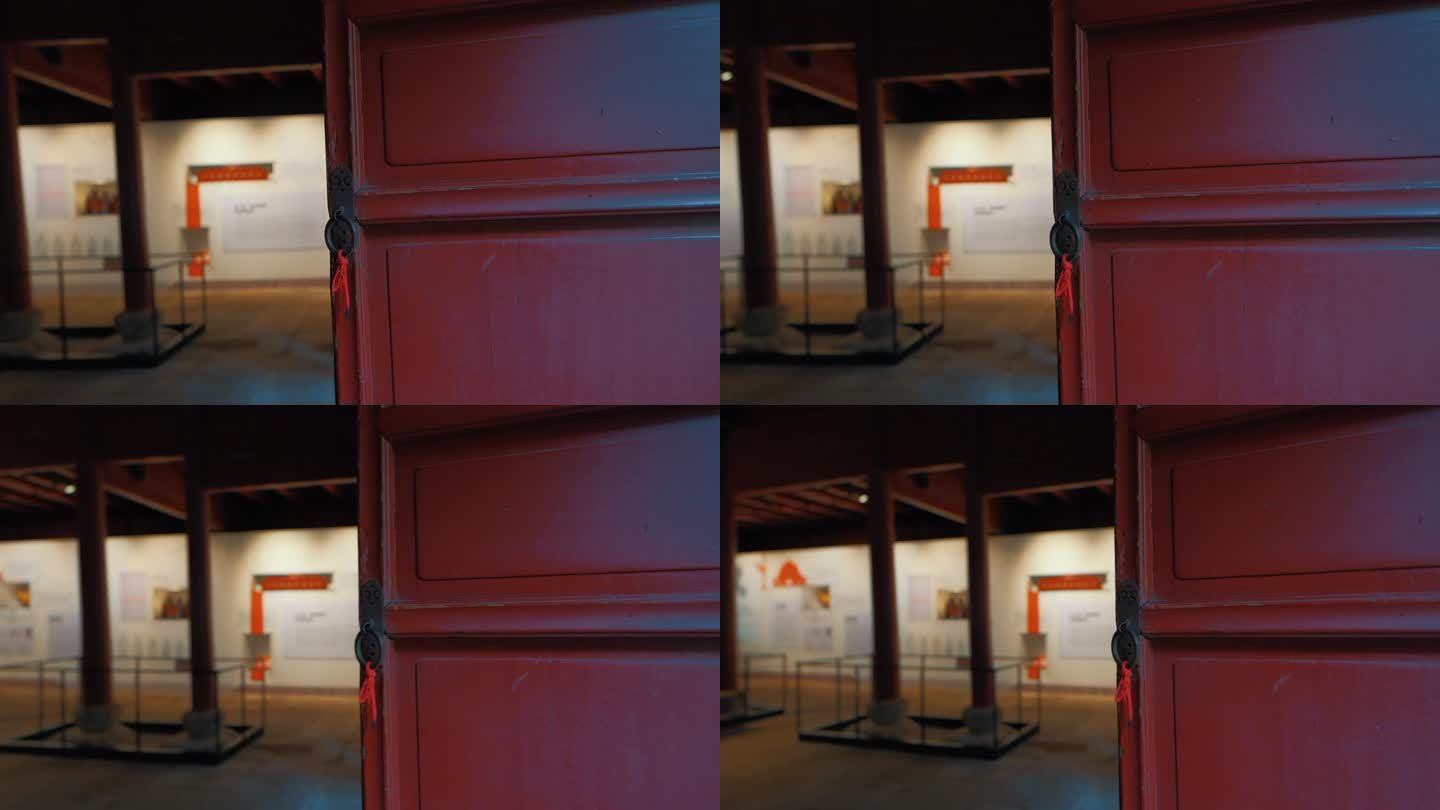 门、宁波保国寺古建筑木窗屋檐空镜头