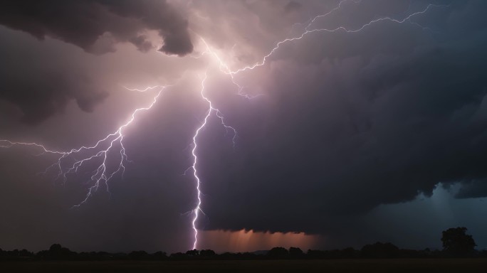 闪电恐怖乌云密布风起云涌电闪雷鸣风暴暴雨