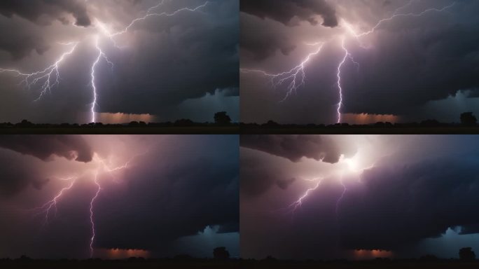 闪电恐怖乌云密布风起云涌电闪雷鸣风暴暴雨