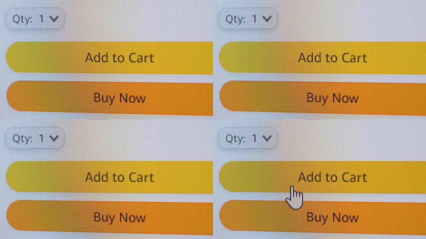 用户在电脑屏幕上点击“加入购物车”按钮进行电子商务的特写