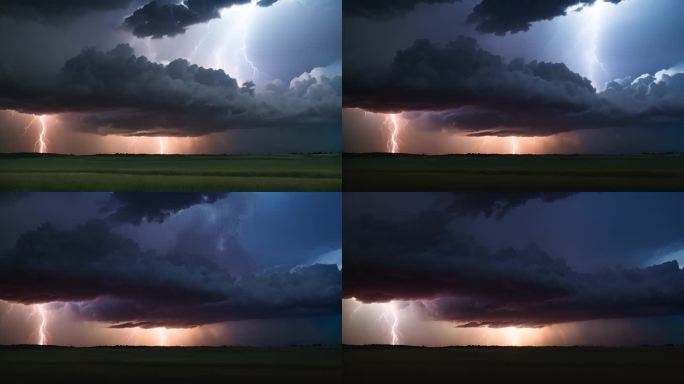 闪电恐怖乌云密布风起云涌电闪雷鸣风暴暴雨