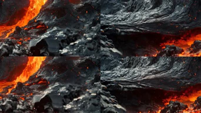 火山熔浆流淌火山爆发火山喷发12K沉浸式