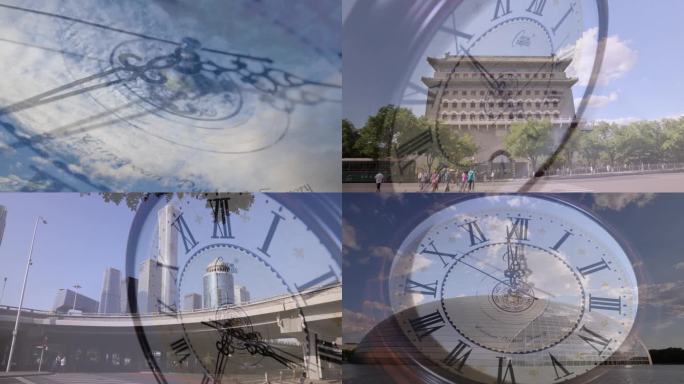 时光流逝时间与城市转换意境影像