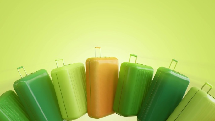 动态行李箱-绿色假期强调循环4K