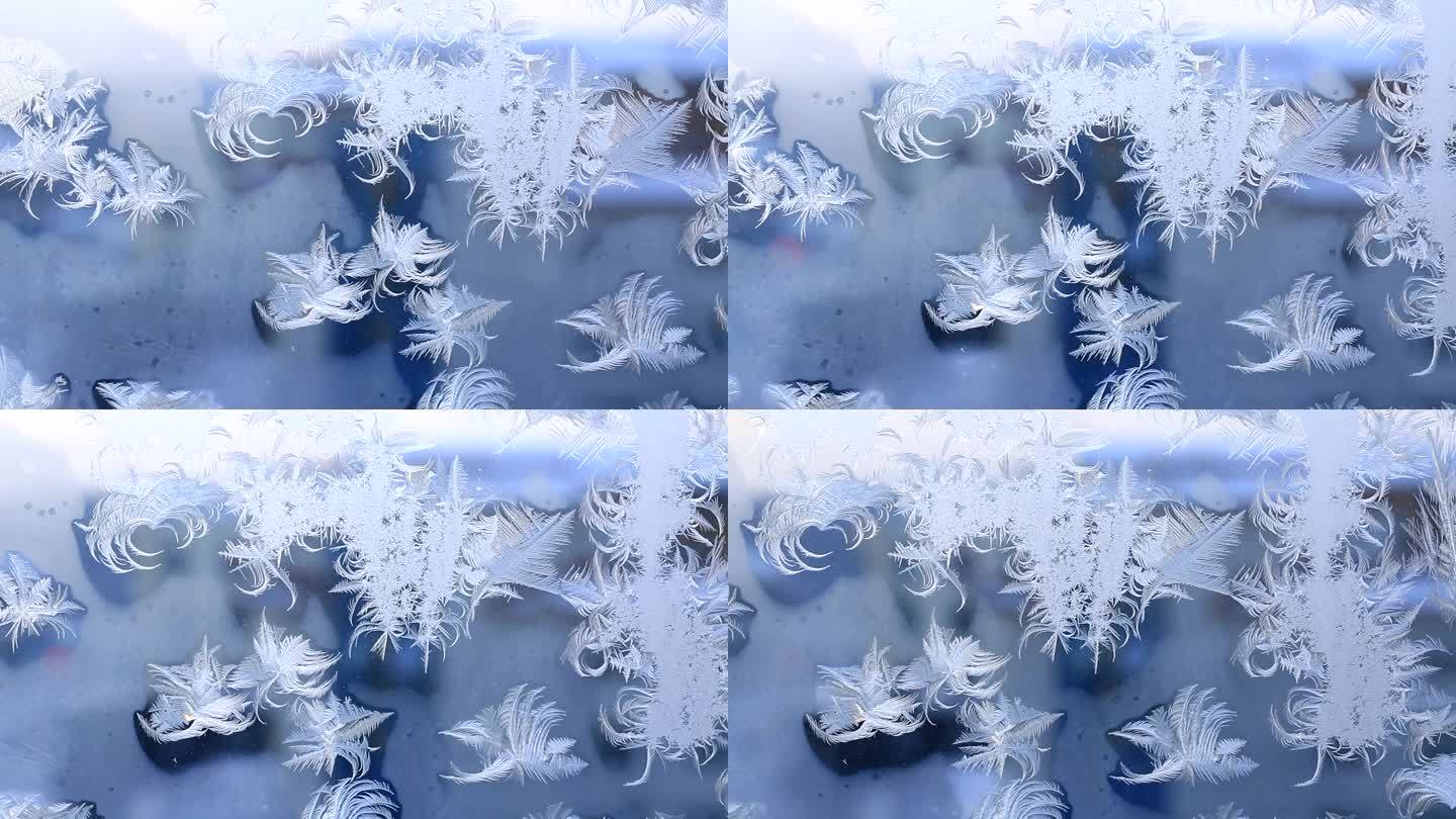 冬天玻璃冰花
