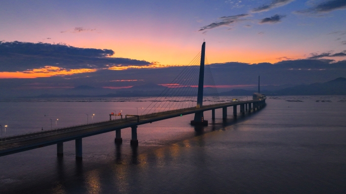 南山区深圳湾大桥日出延时