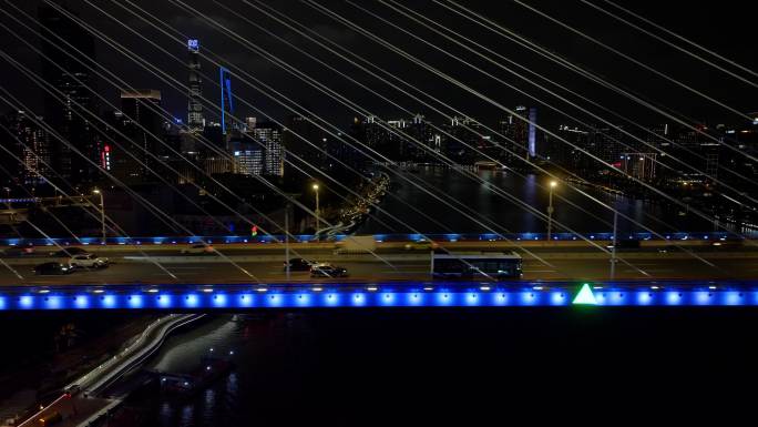 上海南浦大桥夜景实时交通航拍16