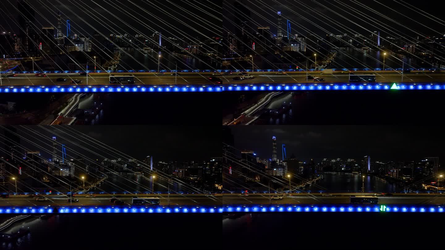 上海南浦大桥夜景实时交通航拍16