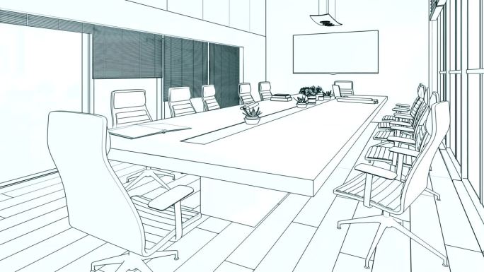 会议室室内设计-可循环的三维可视化