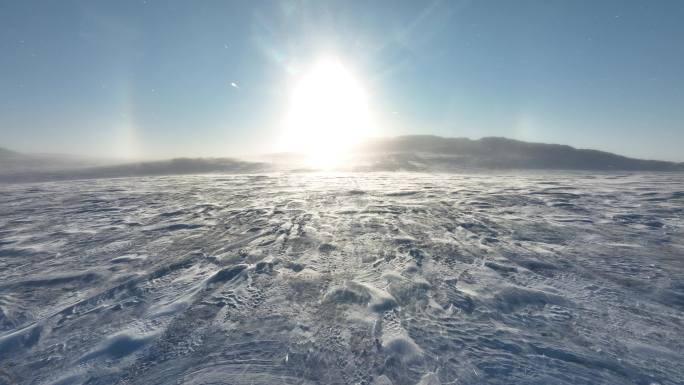 冬季草原雪景阳光风雪雪霁极寒