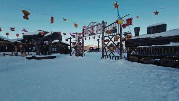 北国风光阿尔山雪村穿越视频