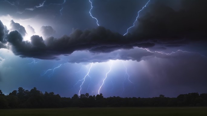 闪电恐怖乌云密布风起云涌电闪雷鸣风暴暴雨