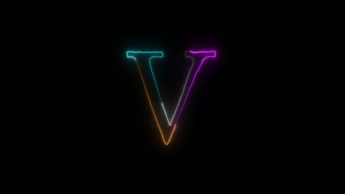 霓虹字母V带alpha通道，霓虹字母和字母，霓虹灯，照明