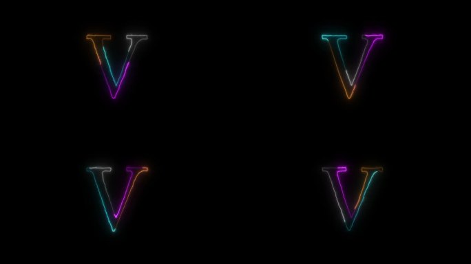 霓虹字母V带alpha通道，霓虹字母和字母，霓虹灯，照明