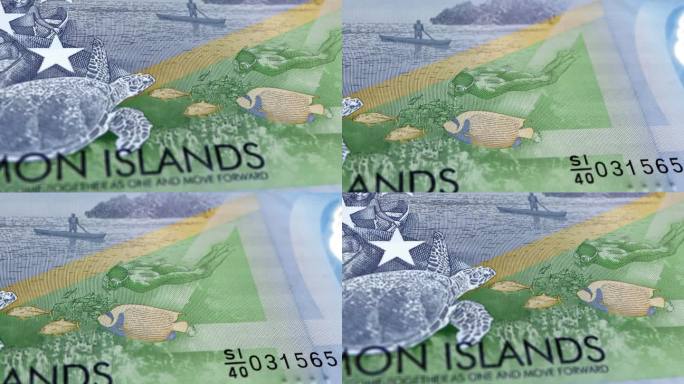 所罗门群岛所罗门群岛美元40钞票，40所罗门群岛美元，所罗门群岛美元的特写和宏观视图，跟踪和多莉拍摄