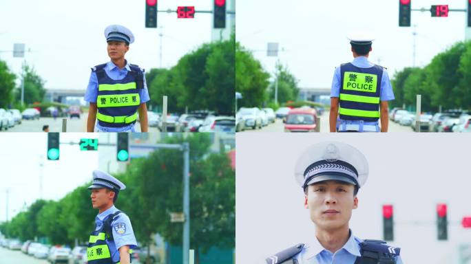 警察十字路口指挥交通