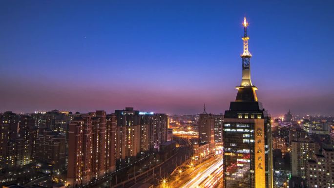 北京 夜景 街头 延时 中土大厦夜景