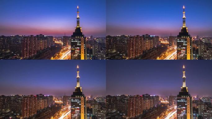北京 夜景 街头 延时 中土大厦夜景