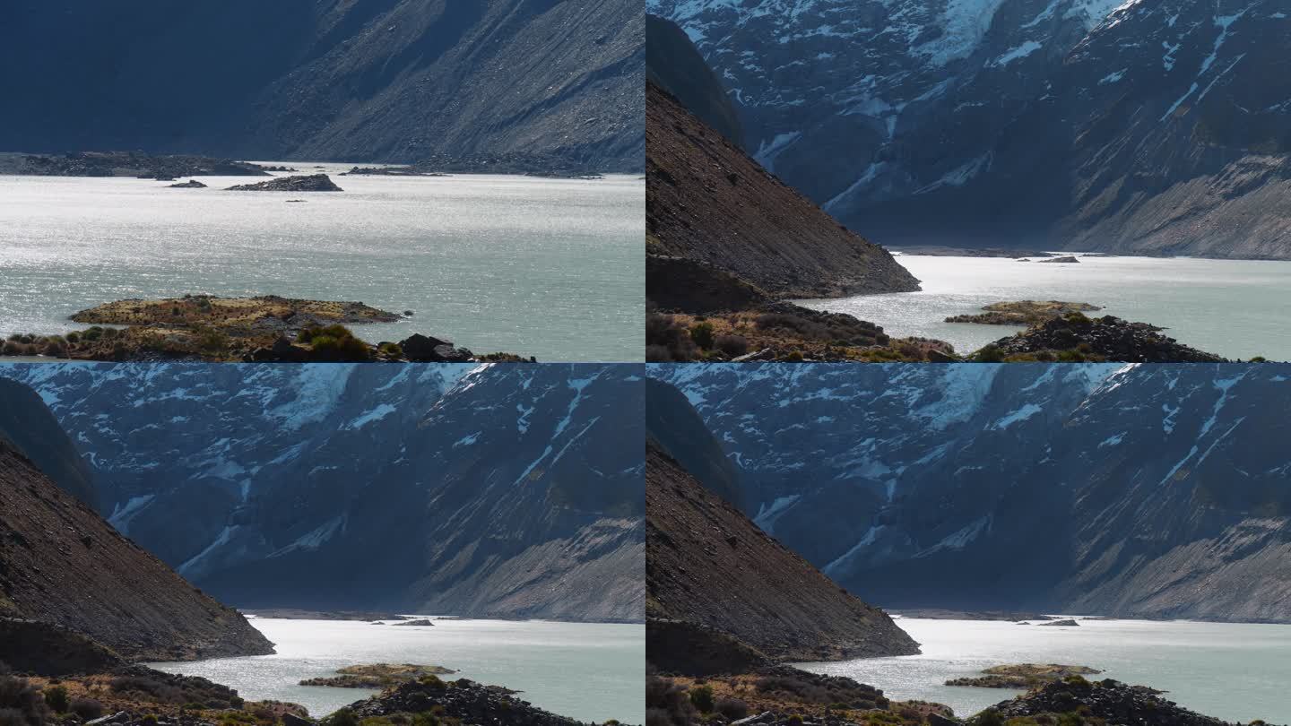 新西兰库克山国家公园胡克步道冰湖浮冰