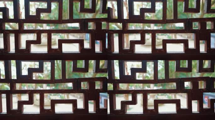 宁波保国寺古建筑木窗屋檐空镜头