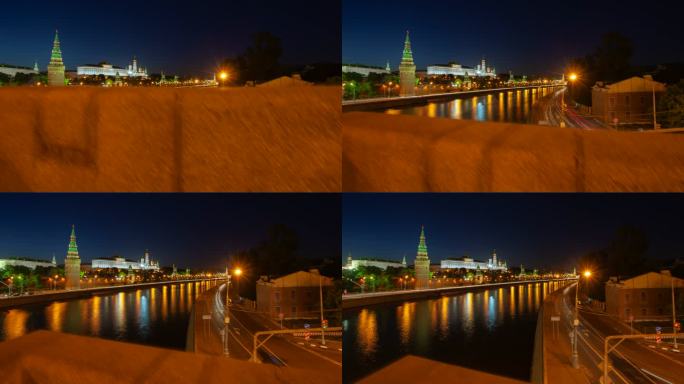 莫斯科城市黄昏夜景车流延时