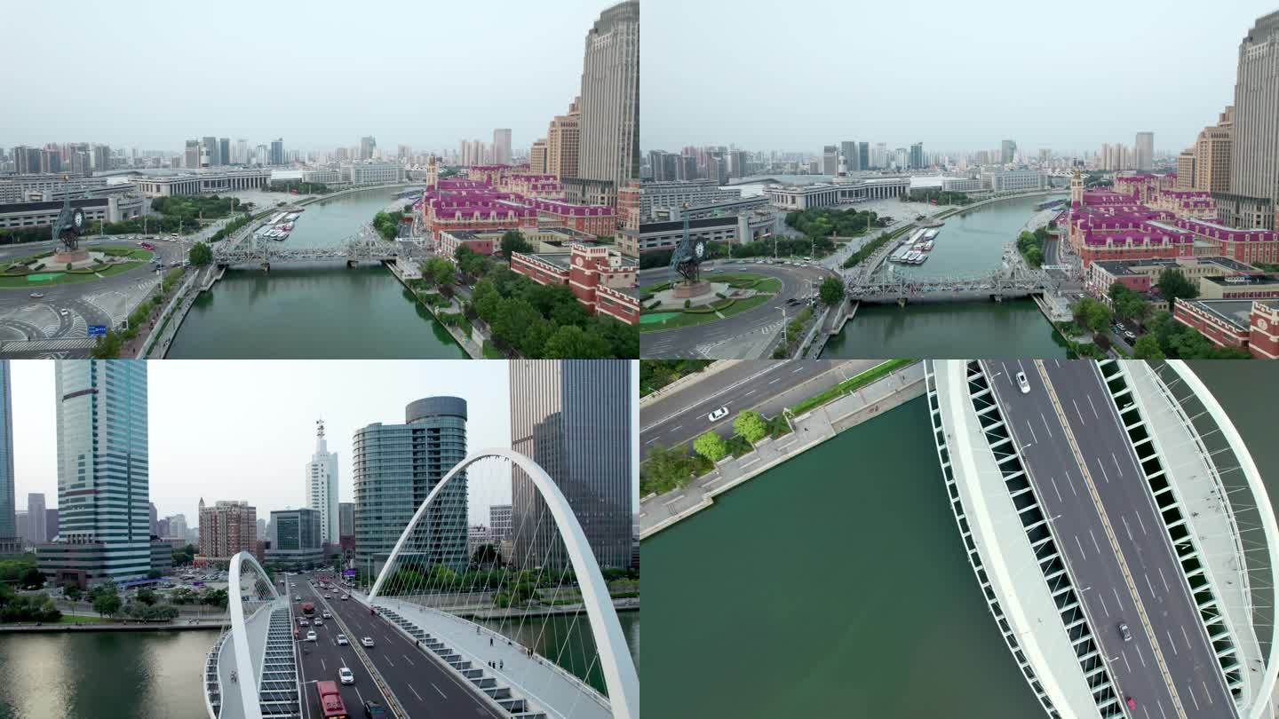 天津海河桥上航拍