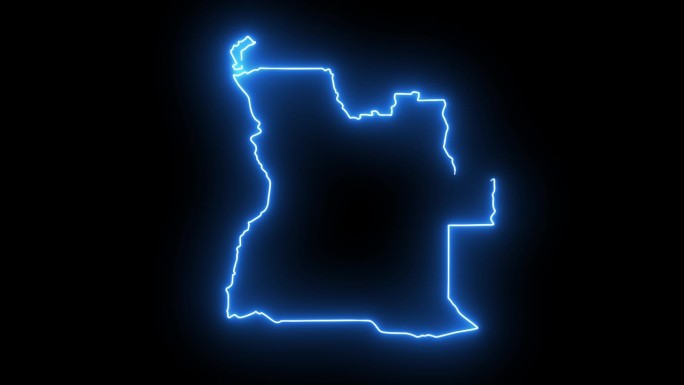 安哥拉国家地图图标动画与发光的霓虹灯效果
