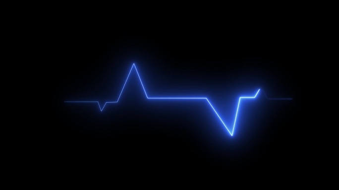 心率监测器蓝色明亮的发光设计循环图标在黑色背景上动画。